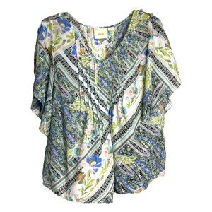 Maeve Maya Paisley Flutter Sleeve Blouse